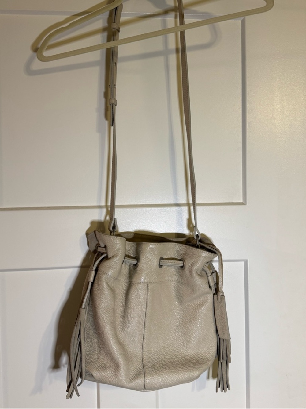 Leather bucket bag